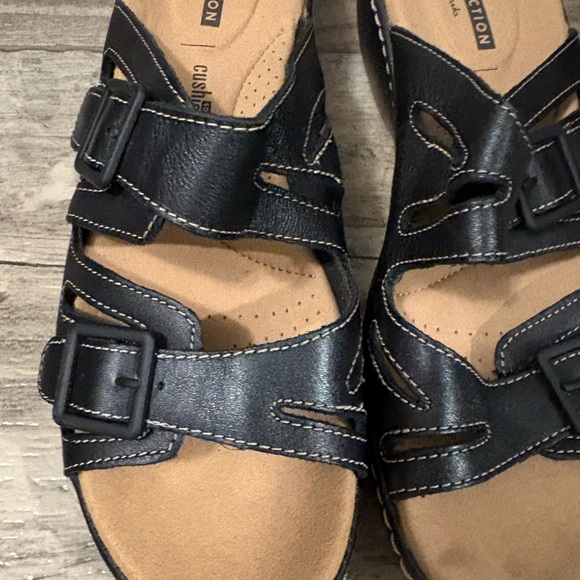 NWOB! CLARKS COLLECTION DELANA LIRI PLATFORM SANDAL, Black, 7 - Picture 3 of 8